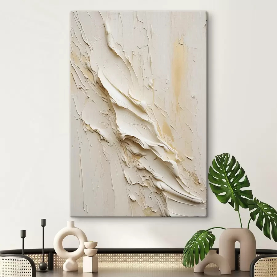 Glezna Teksturēta krēmkrāsas un smilškrāsas glezna abstraktā stilā, minimālisma māksla s48737