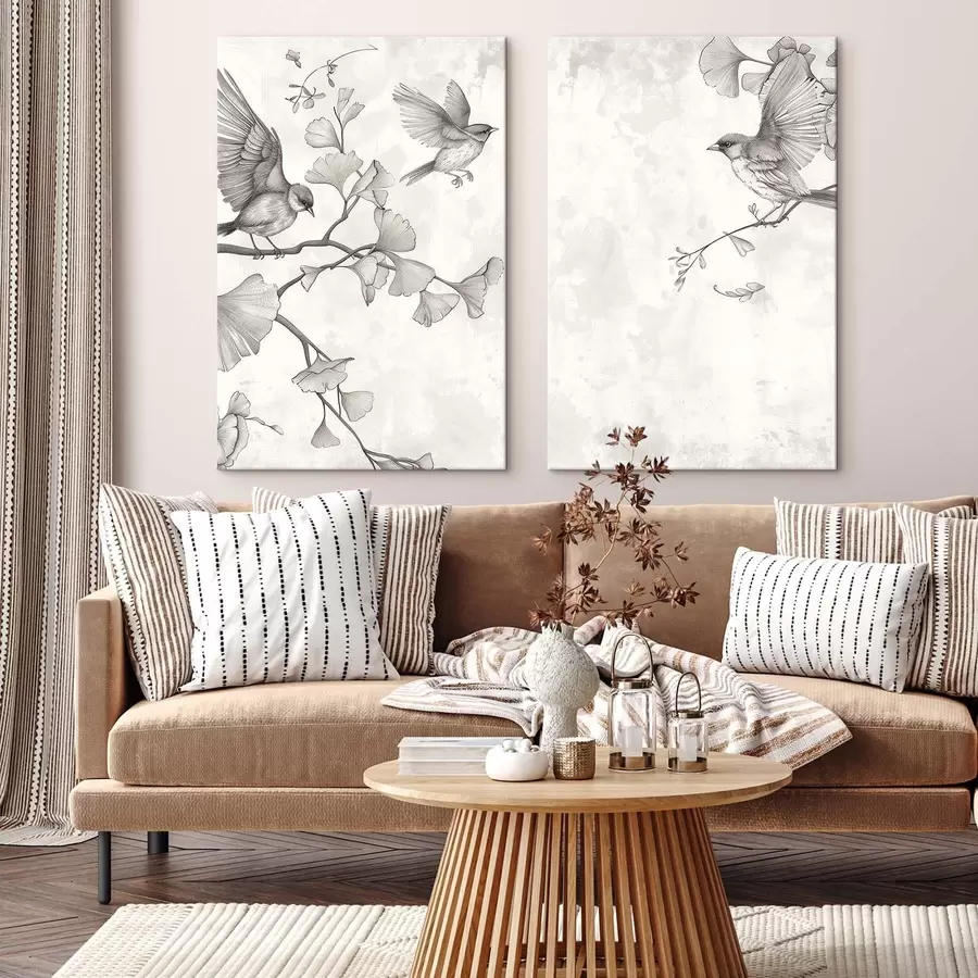 Glezna Putni uz ginkgo zariem m30380