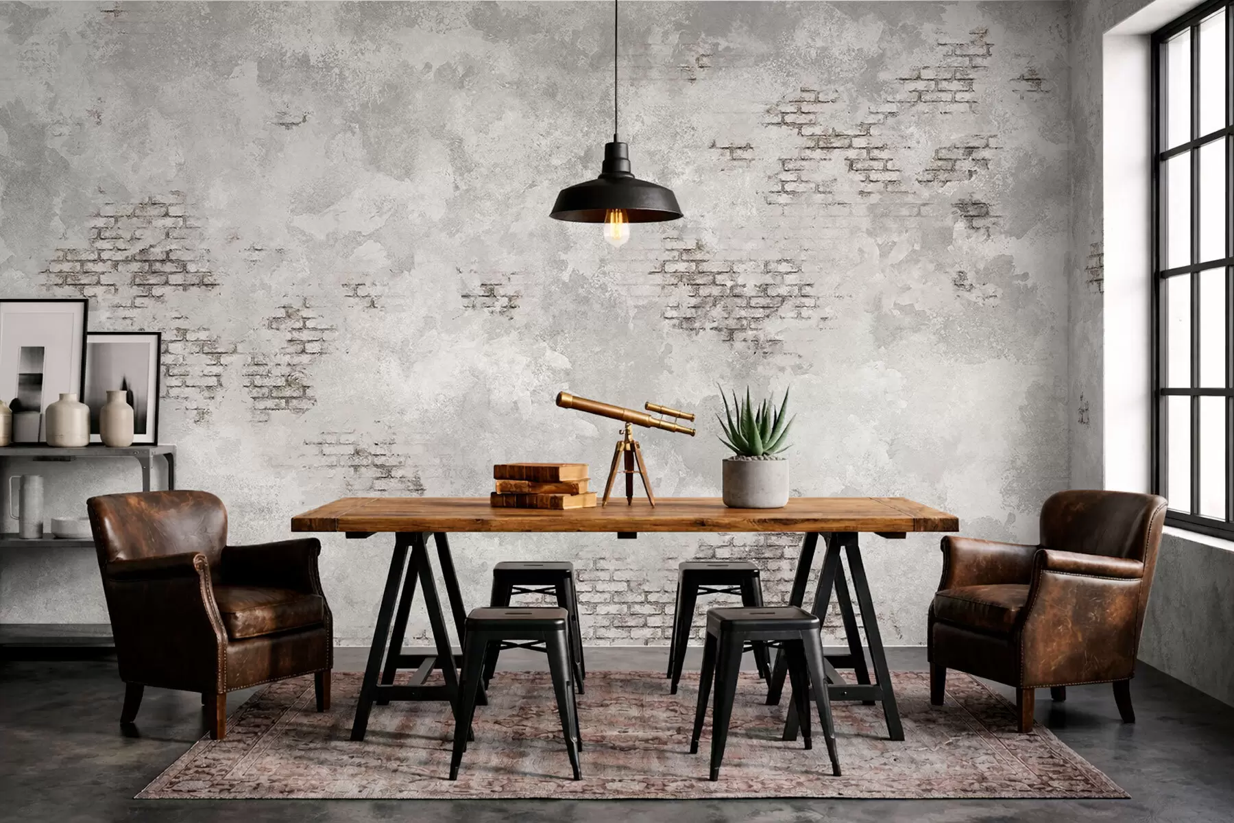 Fototapetes Grunge stila apmetuma faktūra ar redzamiem ķieģeļu fragmentiem w05161
