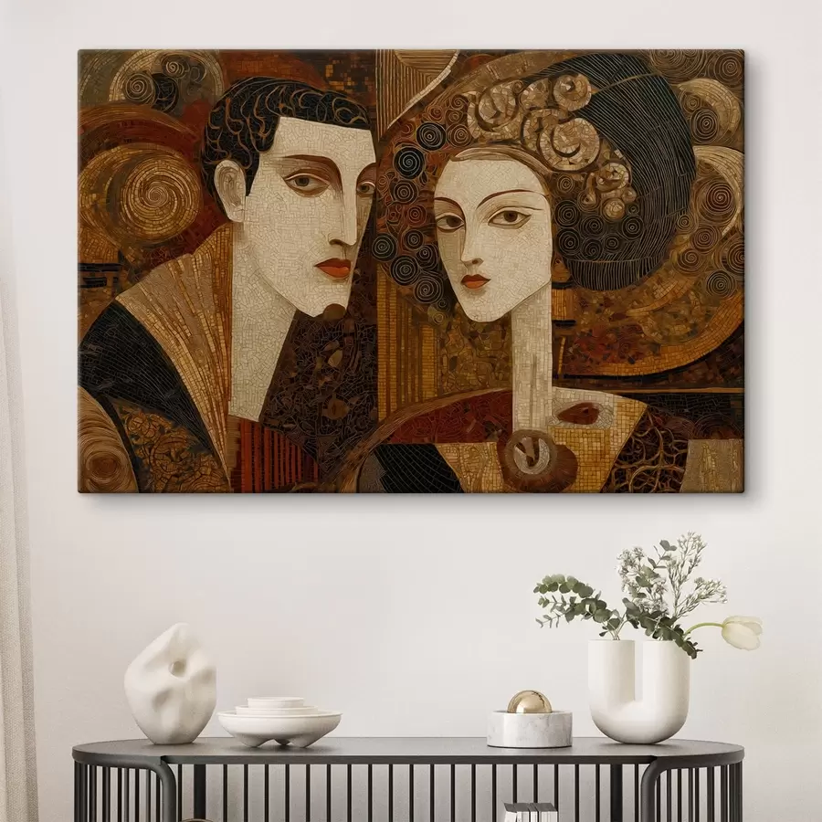 Glezna Pāris mozaīkas stilā, abstrakts portrets s48933