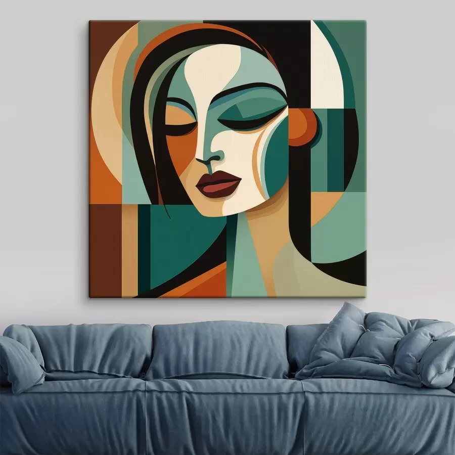 Glezna Sievietes portrets ģeometriskā stilā s48952