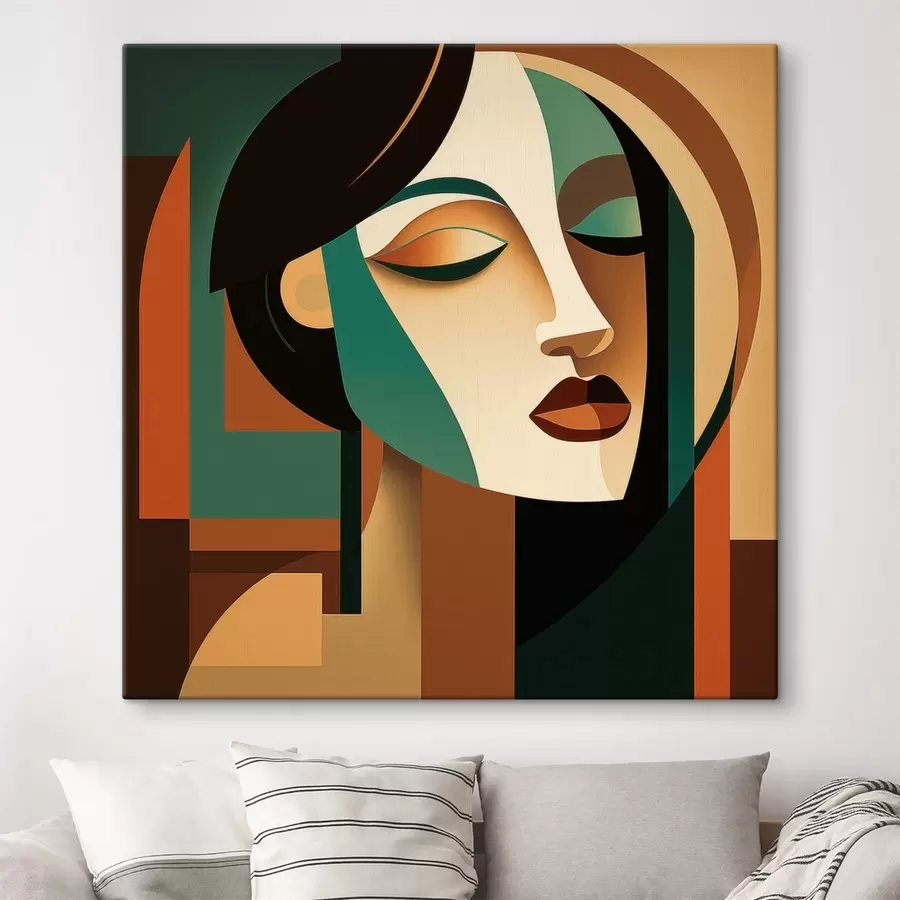 Glezna Sievietes portrets ģeometriskā stilā s48953