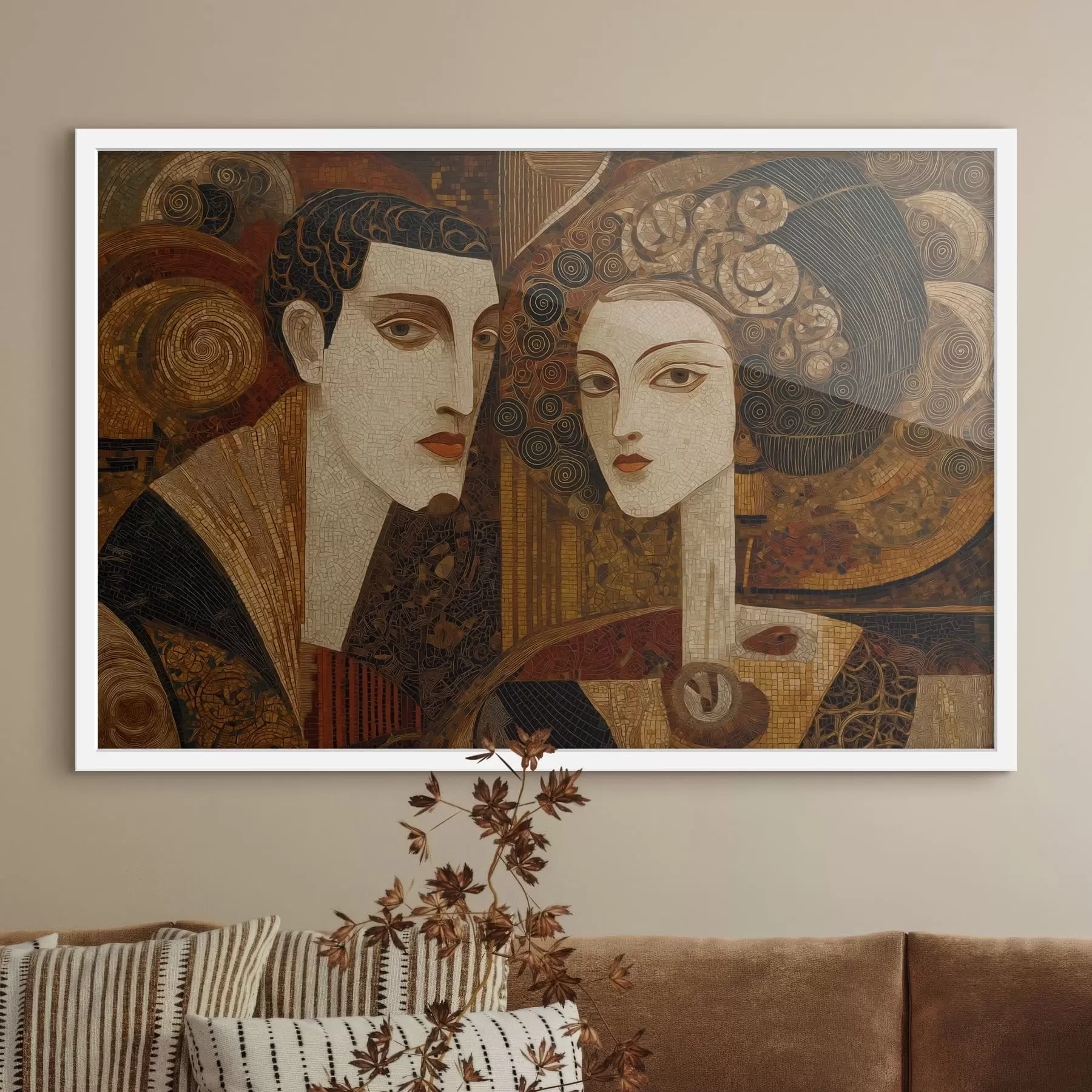 Fototapetes Pāris mozaīkas stilā, abstrakts portrets f48933