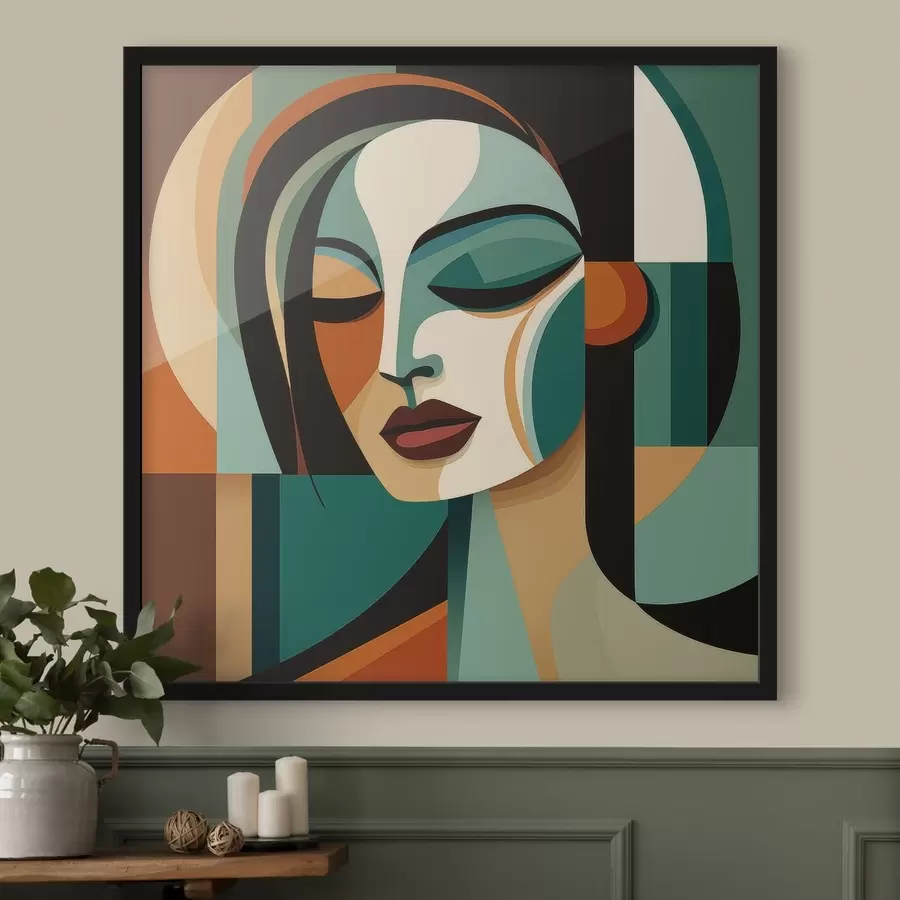 Fototapetes Sievietes portrets ģeometriskā stilā f48952