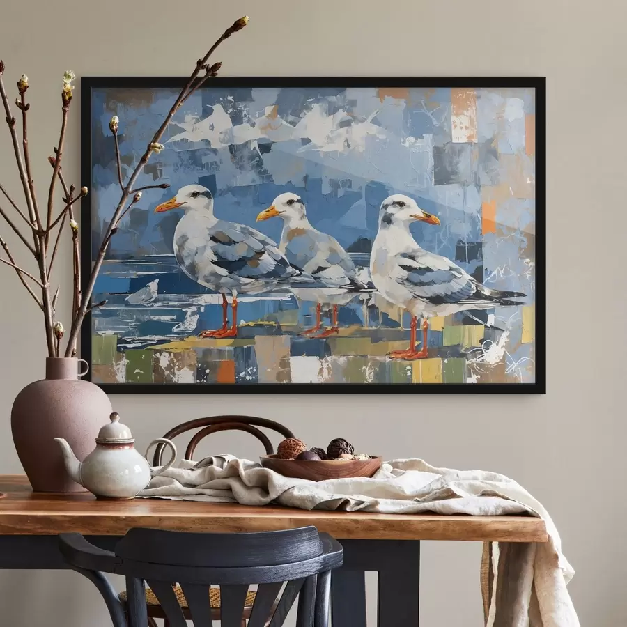 Fototapetes Modernisma kaijas uz abstrakta fona f48822