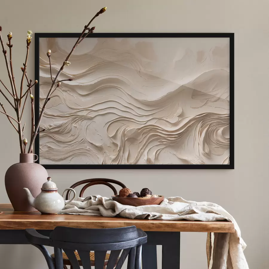 Fototapetes Minimālisma stilā veidoti abstrakti viļņveida slāņi smilškrāsas toņos f48834