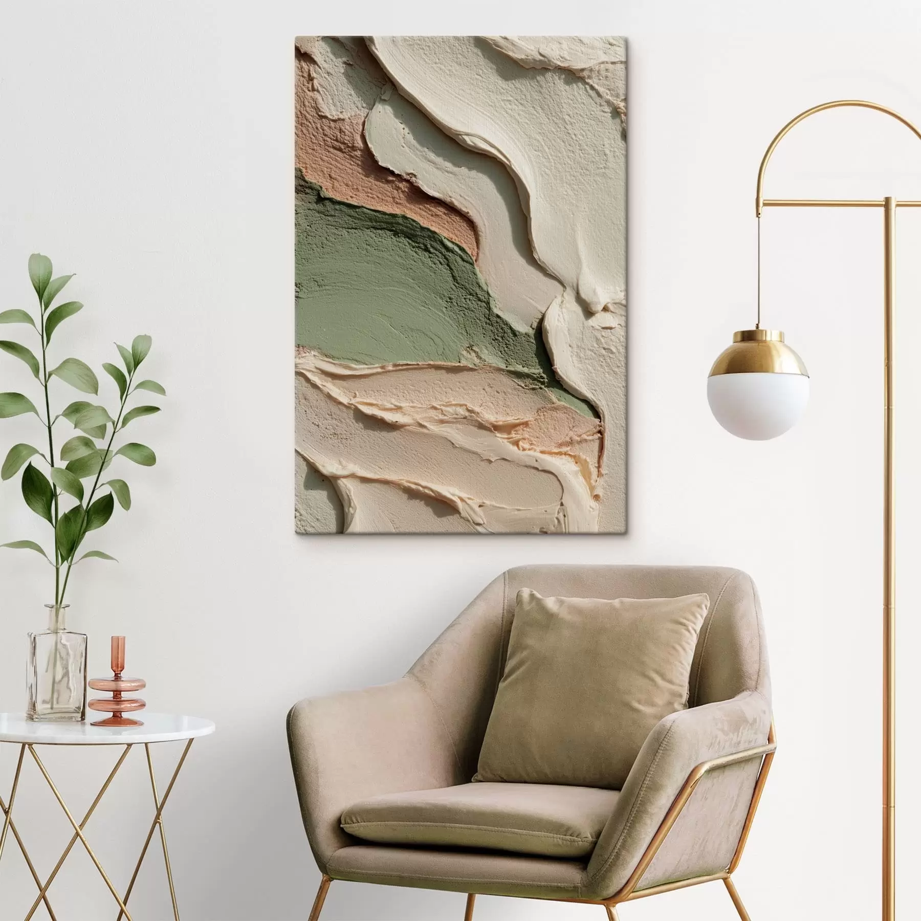 Glezna Abstrakti, impasto stilā gleznoti triepieni dabiskos toņos s48798