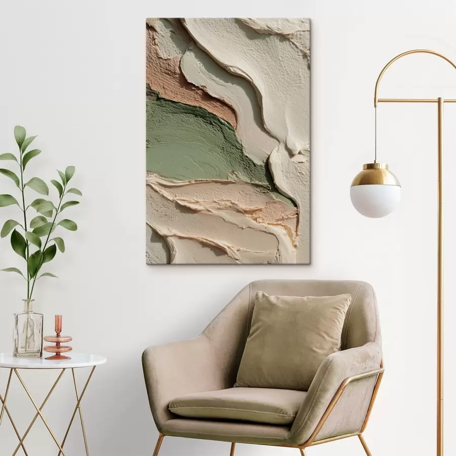 Glezna Abstrakti, impasto stilā gleznoti triepieni dabiskos toņos s48798