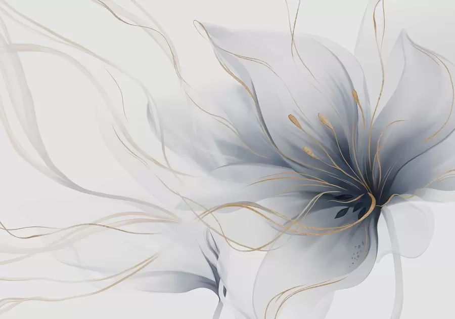 Fototapetes Abstrakta zila zieda attēls ar plūstošām līnijām „Fluid Art“ stilā w05428