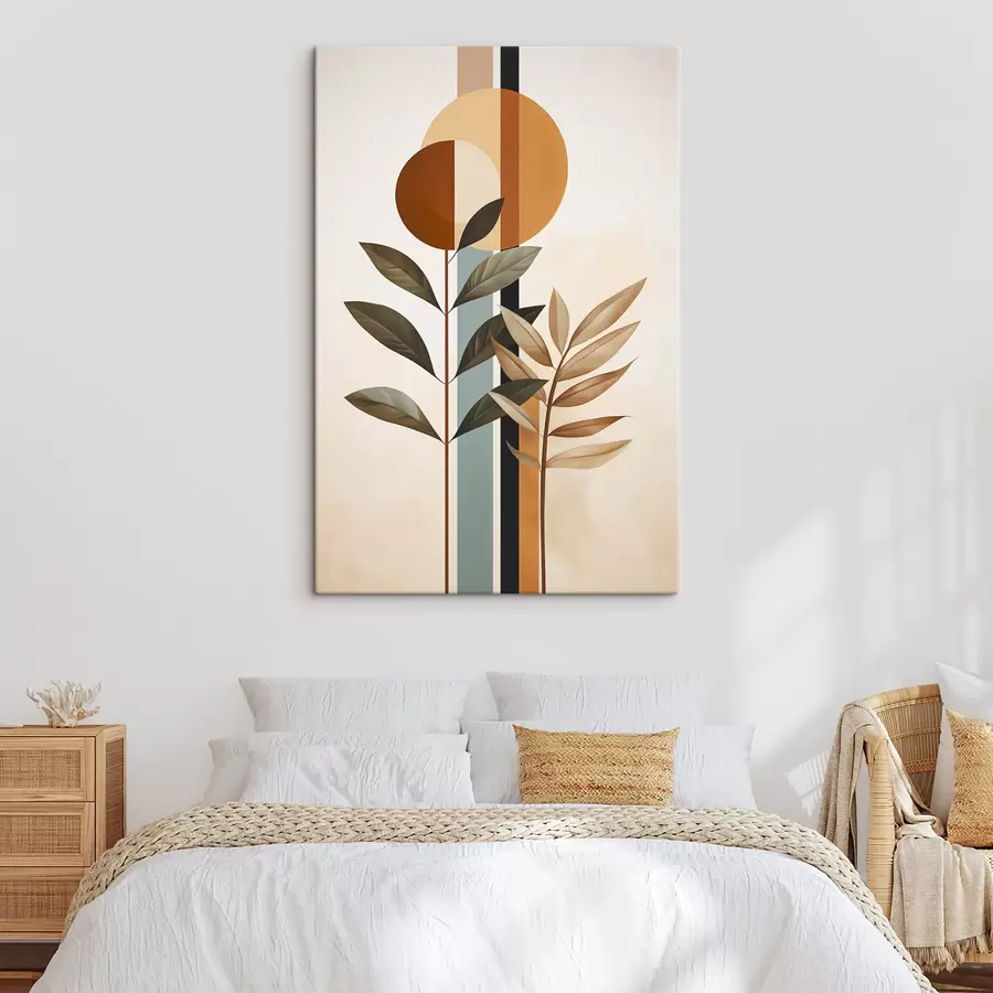 Fototapetes Abstraktas augu formas ar apļiem un līnijām s48929