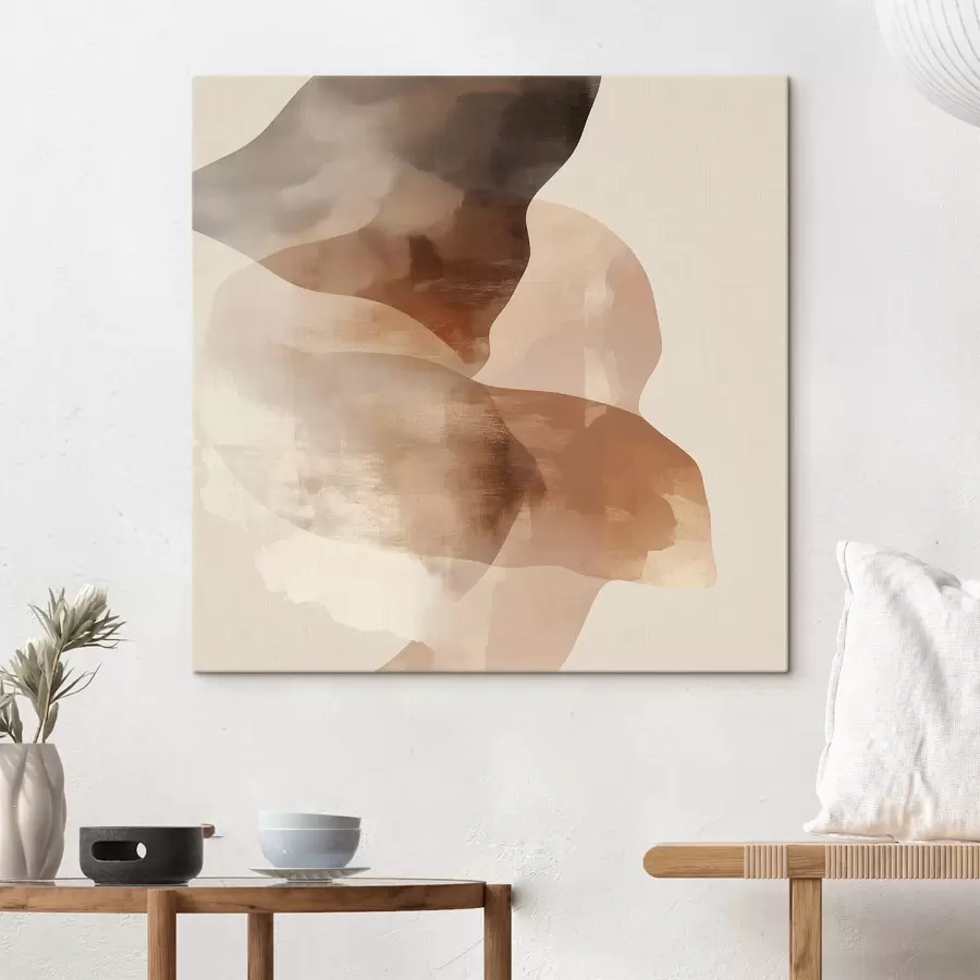 Glezna Abstrakta kompozīcija siltos brūnos un smilškrāsas toņos s48835