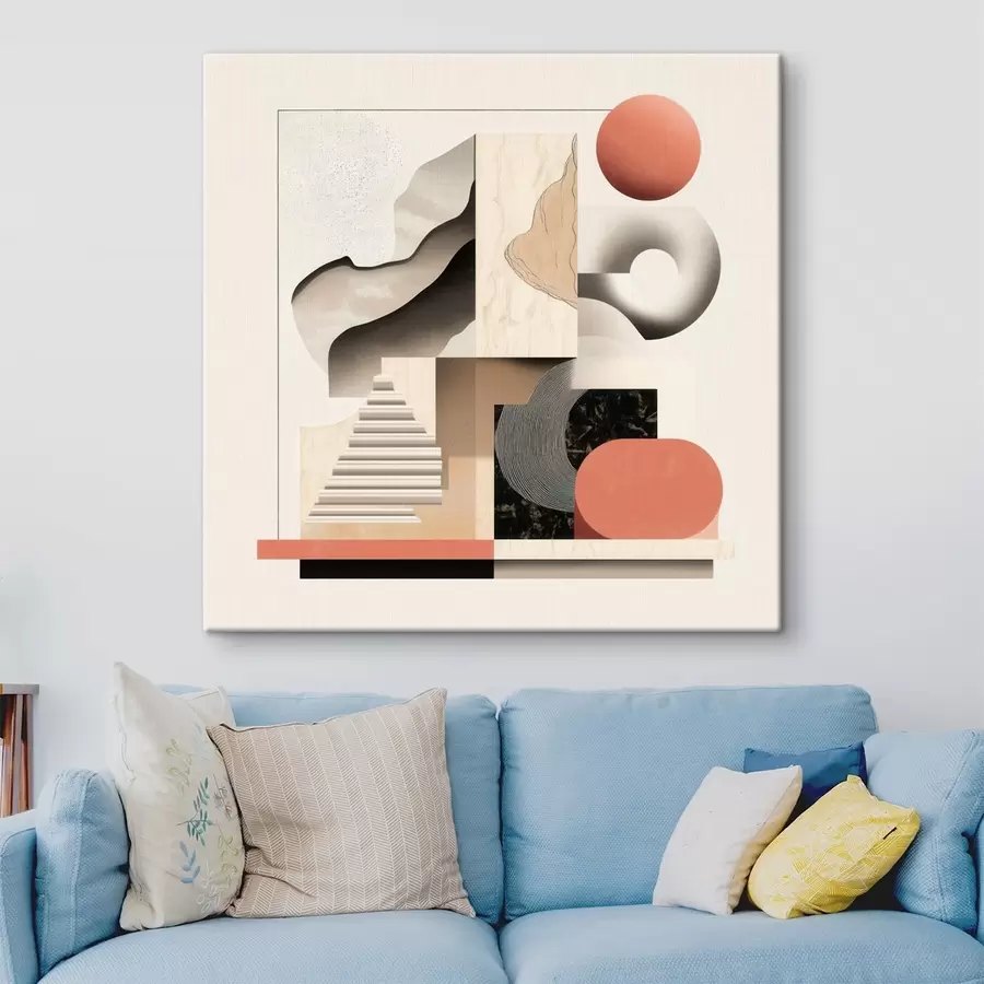 Glezna Abstraktas formas smilškrāsas un pelēkā toņu gammas krāsās mūsdienīgā glezniecības stilā s48842