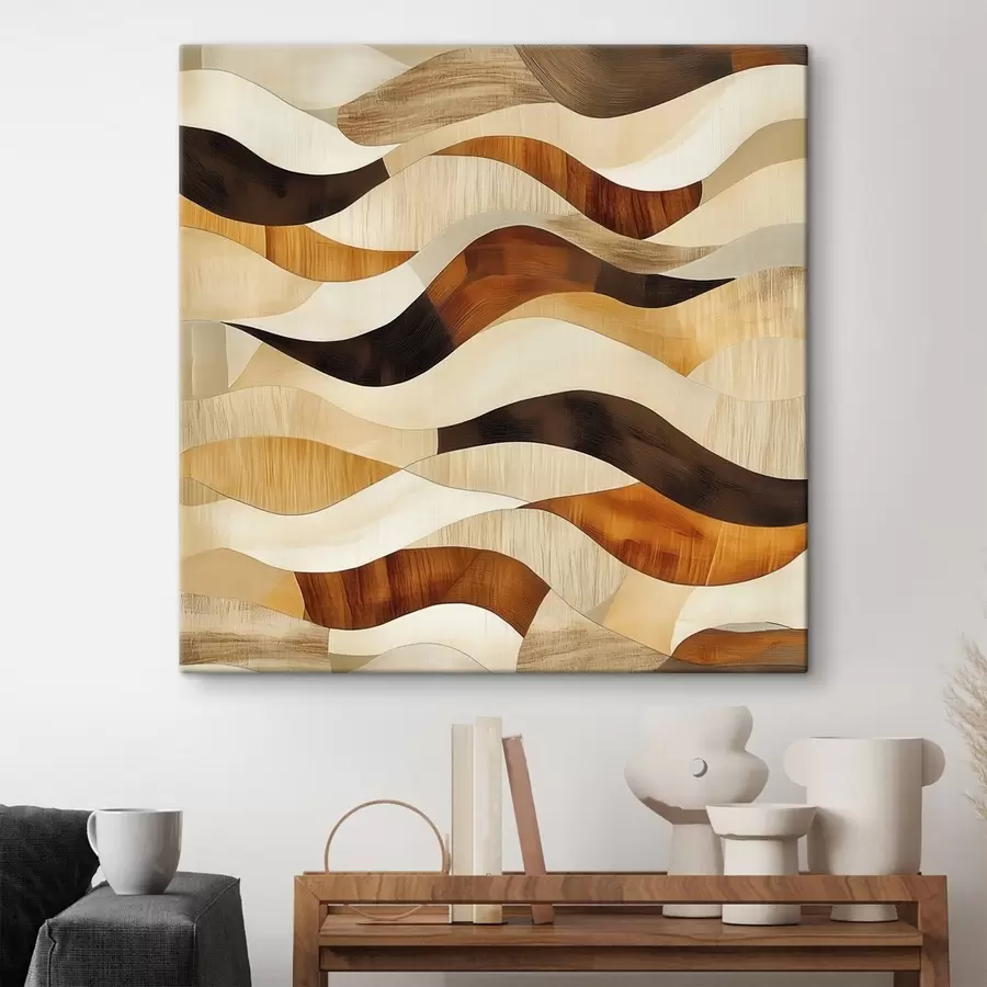 Glezna Organisko līniju un dabisko koka toņu estētika mākslinieciskā plakāta stilā s48852