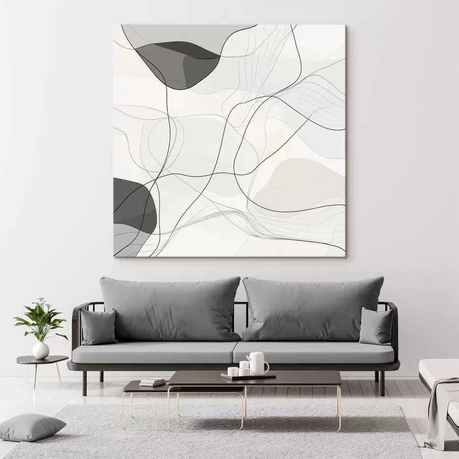 Glezna Minimālistiska abstraktā aina ar plānām līnijām un maigām ēnām s48853