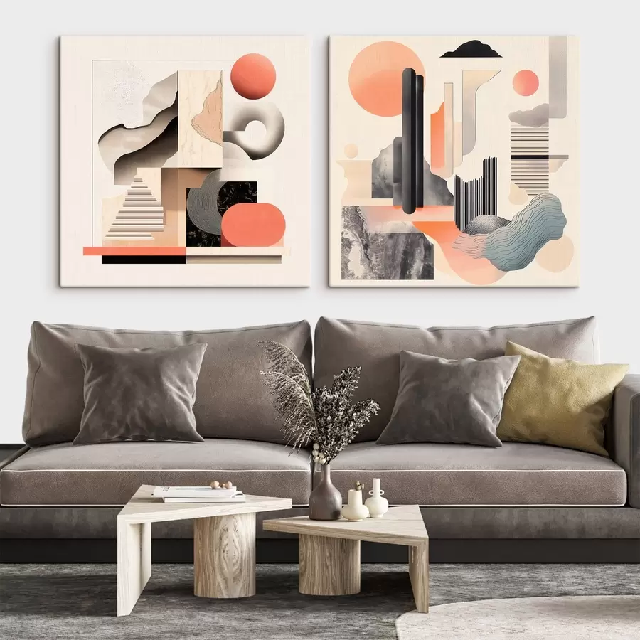 Fototapetes Ģeometriska abstrakcija ar arhitektūras elementiem minimālisma stilā m30348