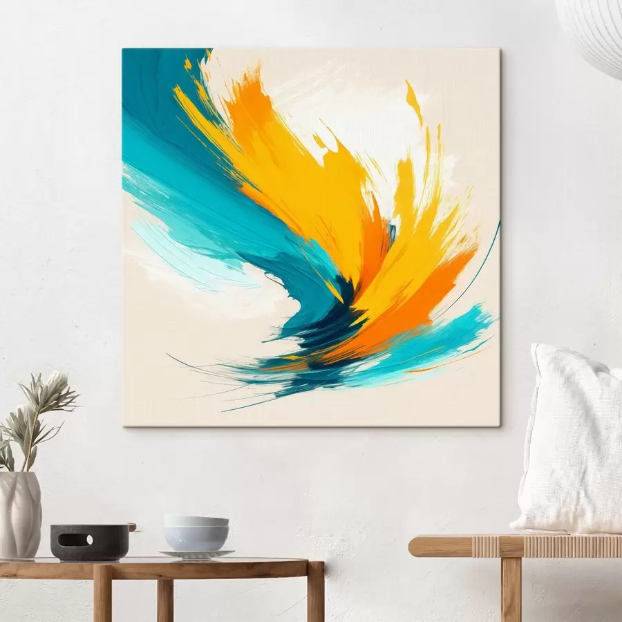 Glezna Enerģisks virpulis dzeltenos un zilos toņos mūsdienīgā glezniecības stilā s48856