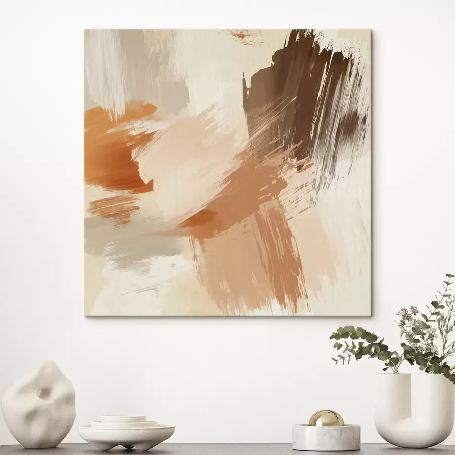 Glezna Abstraktu otu triepienu imitācija smilškrāsas un brūnos toņos s48857