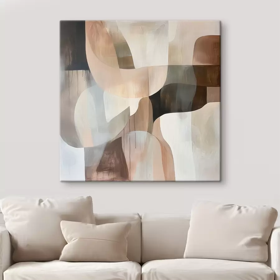 Glezna Abstrakta kompozīcija siltā smilškrāsas un koraļļu toņu gamā s48859