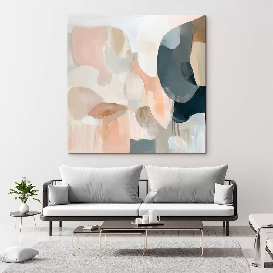 Glezna Abstrakta kompozīcija pasteļtoņos un tumši zilos toņos mūsdienīgā glezniecības stilā s48860