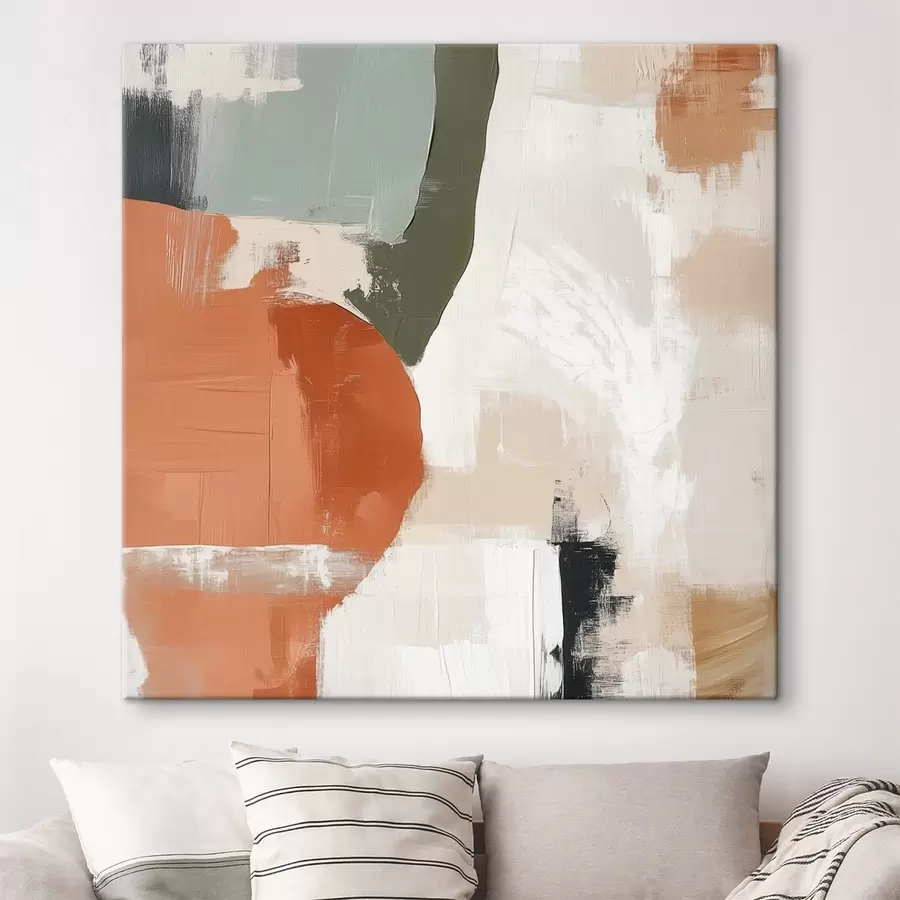 Glezna Ģeometrisko figūru un brīvo līniju apvienojums mūsdienīgā abstraktā stilā s48868