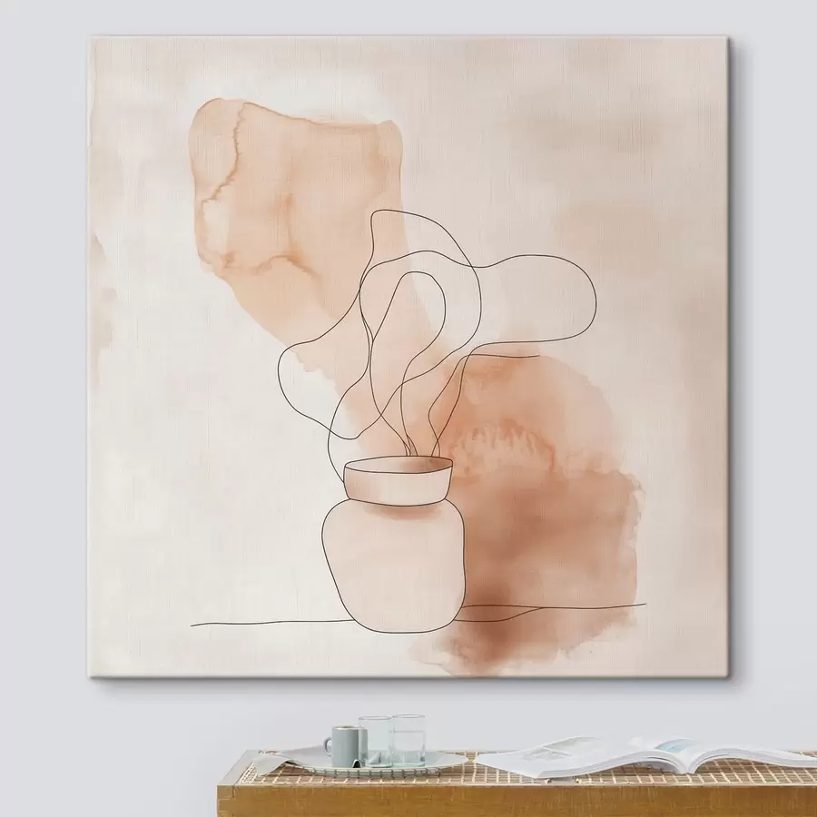 Glezna Lakoniska kompozīcija ar vāzi un grafiskām līnijām minimālisma stilā s48869