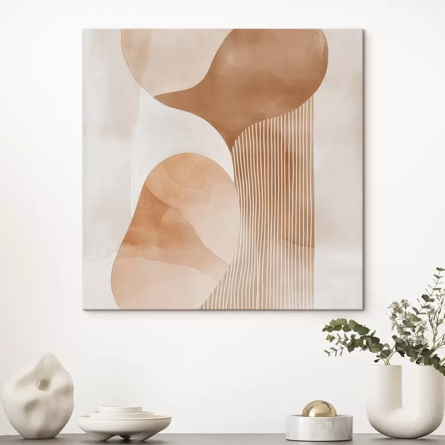 Glezna Dekoratīvā māksla siltā smilškrāsas un koraļļu toņu gamā ar akvareļa efektu s48870