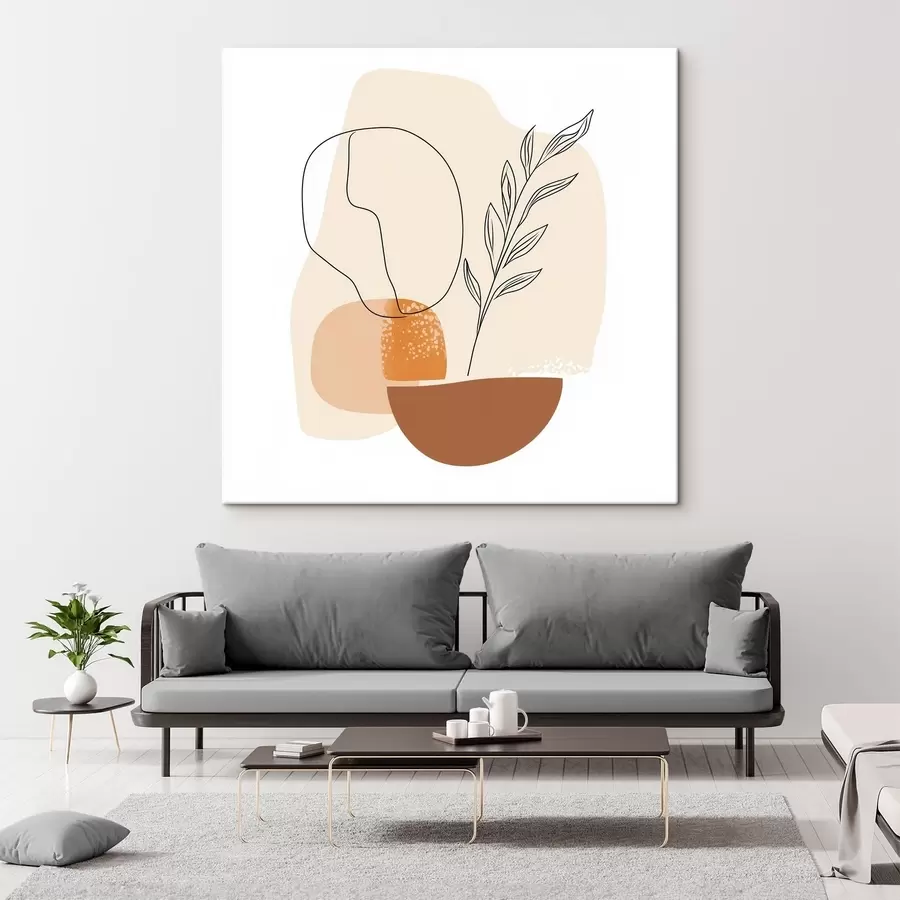 Glezna Kluso dabu ar grafiskiem akcentiem un pasteļtoņos veidotām formām mūsdienu mākslas stilā s48872