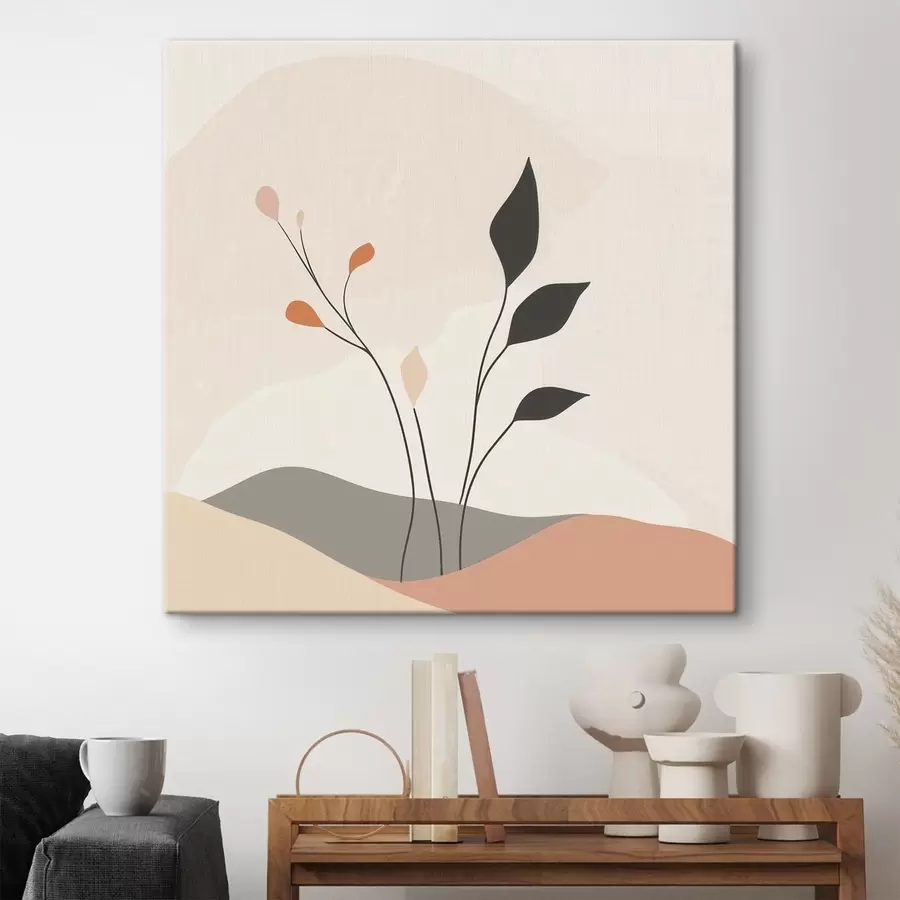 Glezna Lakoniska augu motīvu aina ar organiskiem veidiem mūsdienu mākslas stilā s48874