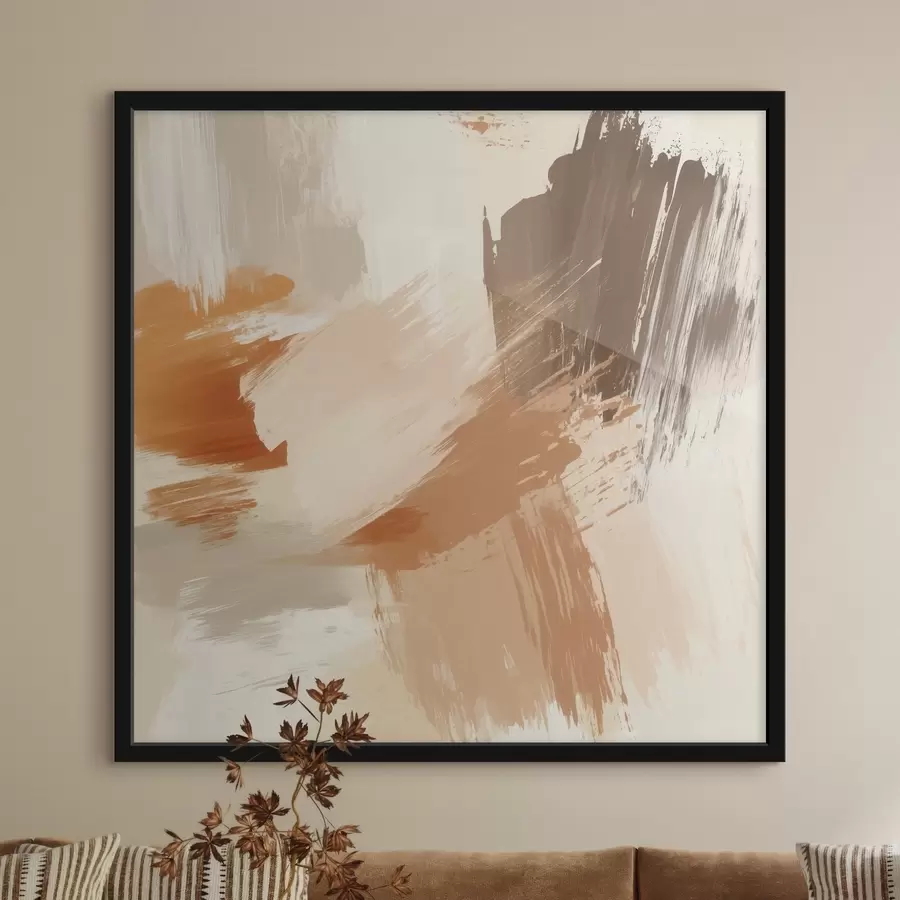 Fototapetes Abstraktu otu triepienu imitācija smilškrāsas un brūnos toņos f48857