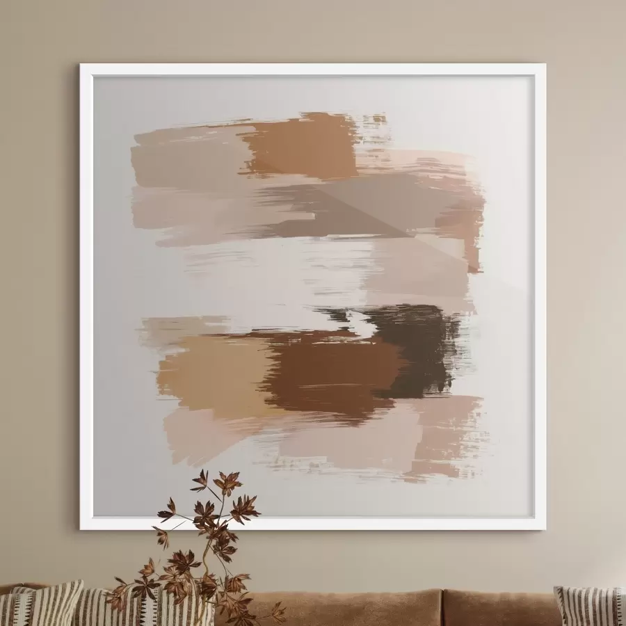 Fototapetes Minimālisma stila kompozīcija ar horizontāliem triepieniem kafijas un terakotas toņos f48858