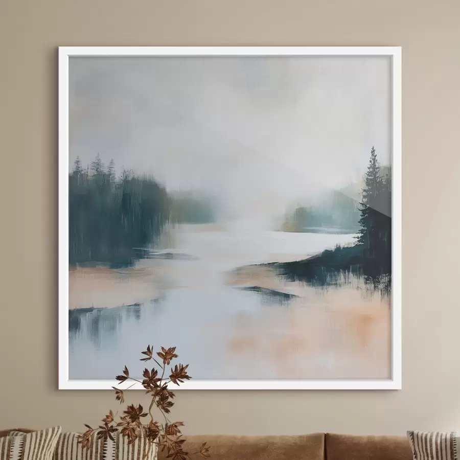 Fototapetes Abstrakta meža ainava rozā un zilos toņos mūsdienīgā glezniecības stilā f48862