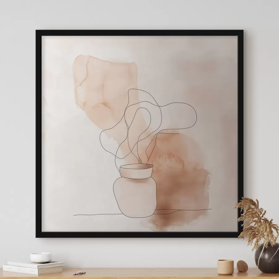 Fototapetes Lakoniska kompozīcija ar vāzi un grafiskām līnijām minimālisma stilā f48869