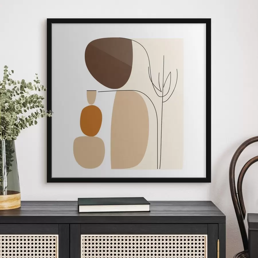 Fototapetes Abstrakta kompozīcija ar plānām kātiņām un vienkāršām formām minimālisma stilā f48871