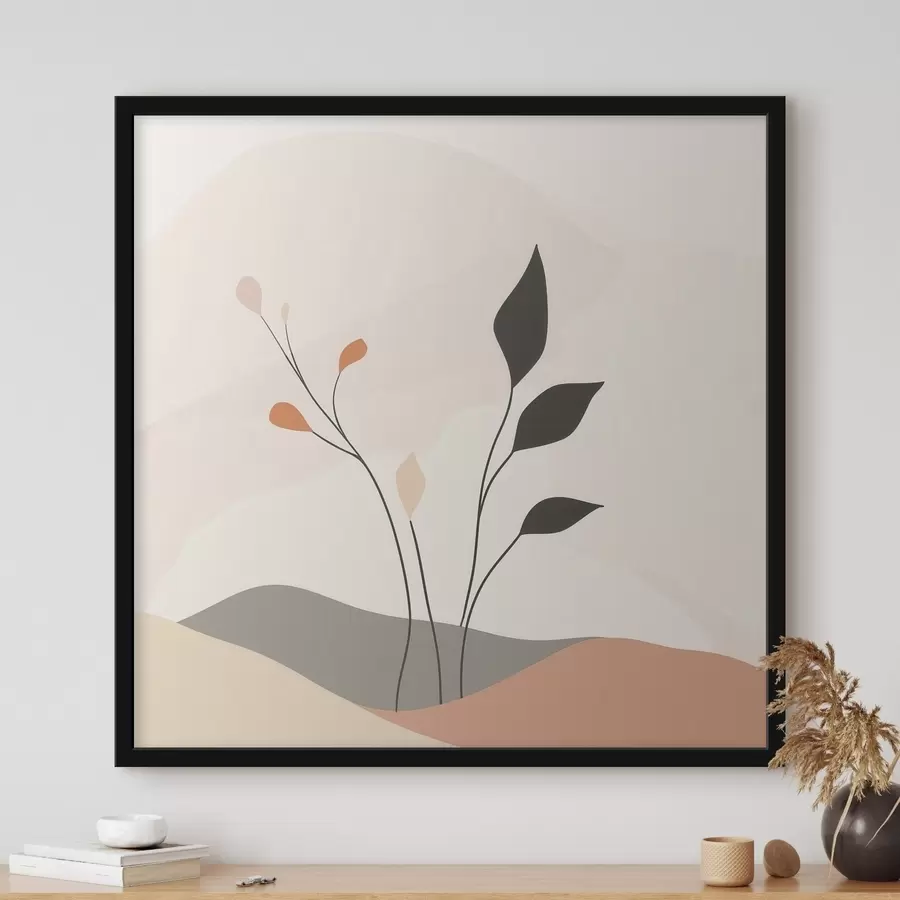 Fototapetes Lakoniska augu motīvu aina ar organiskiem veidiem mūsdienu mākslas stilā f48874