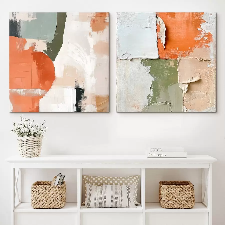 Glezna Abstrakcija ar krāsu slāņiem un kontrastējošiem krāsu blokiem m30360