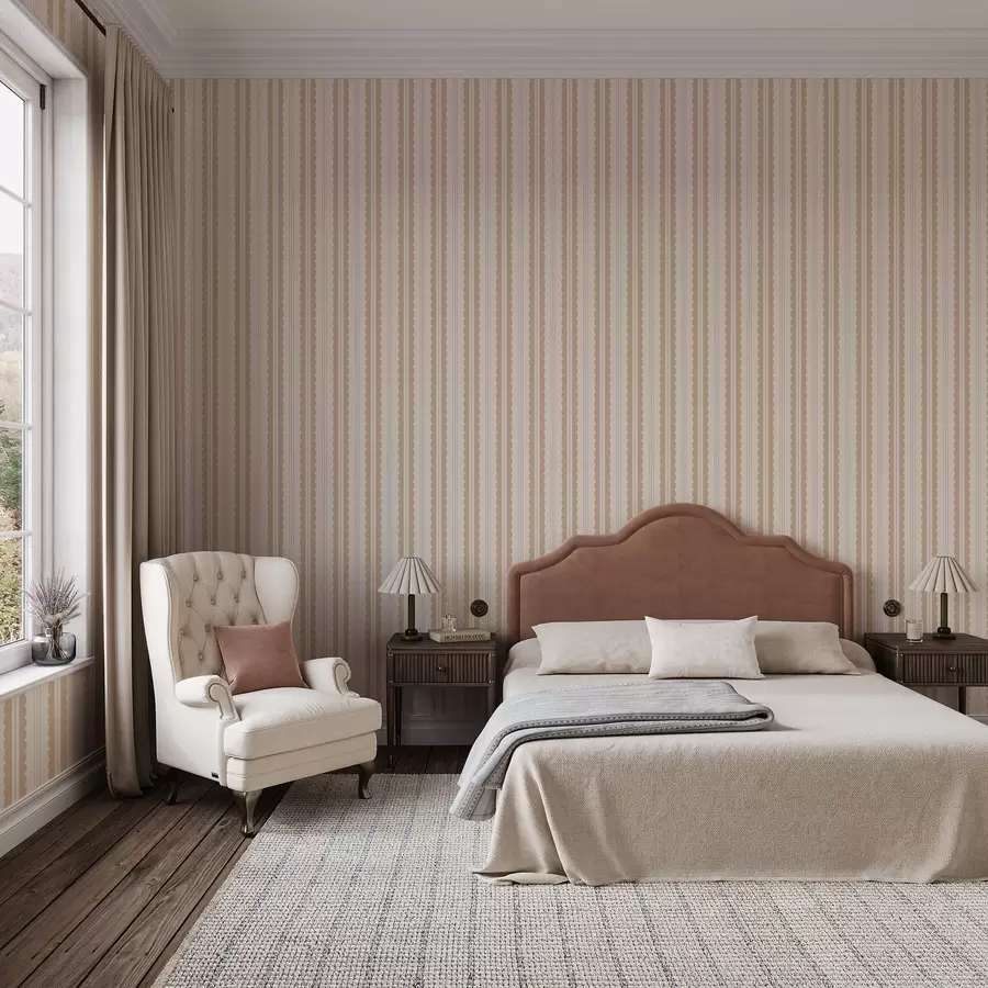 Fototapetes Bēšas viļņveida svītras ar maigu kontrastu a01185v5
