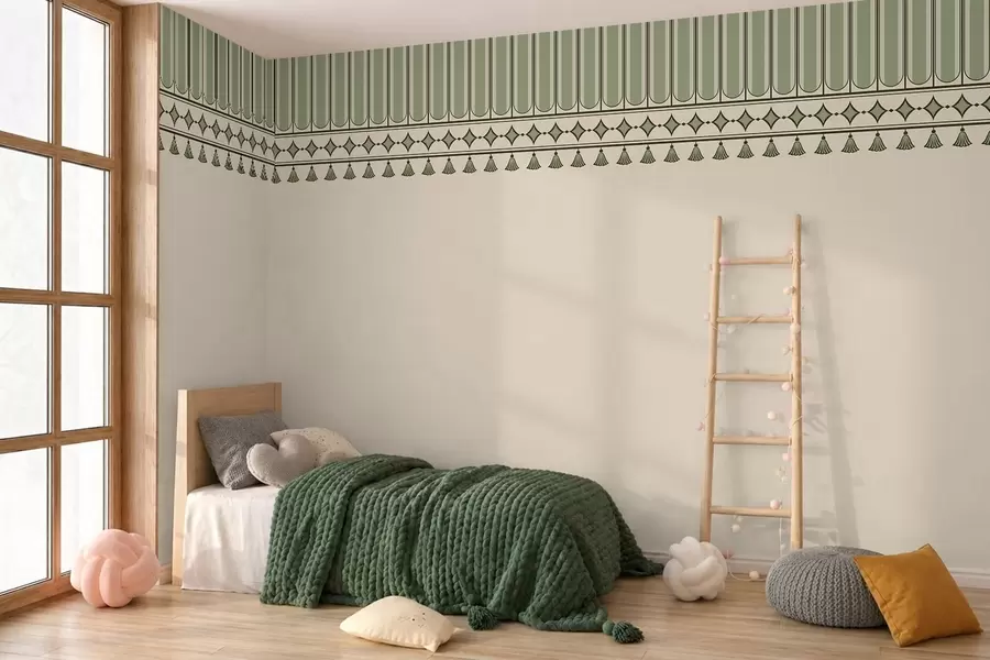 Fototapetes Dekoratīva apmale zaļos toņos w05151v1