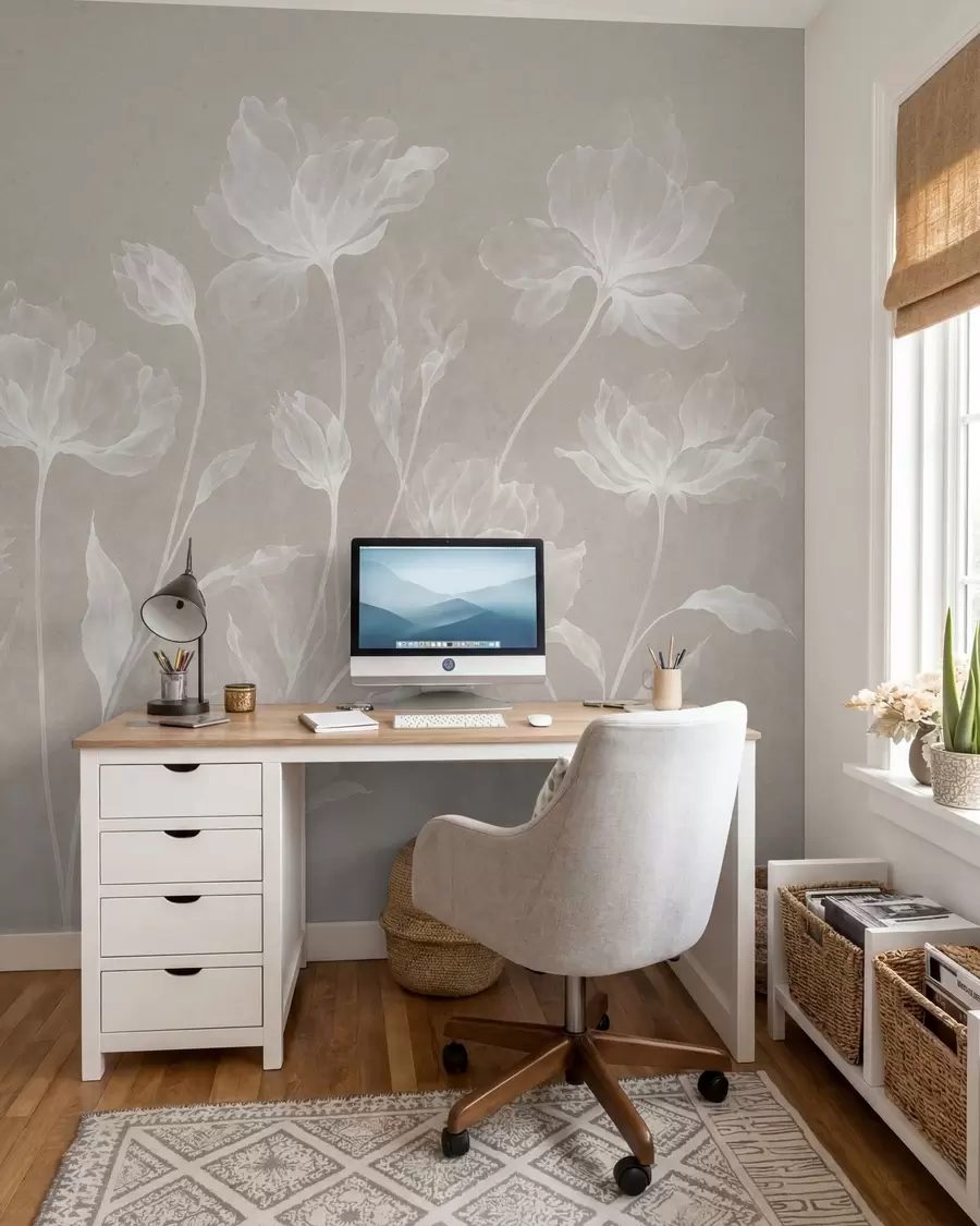 Fototapetes Eleganti, gaisīgi ziedi ar caurspīdīgiem, slāņveida ziedlapām uz gariem, smalkiem kātiņiem w05579v1