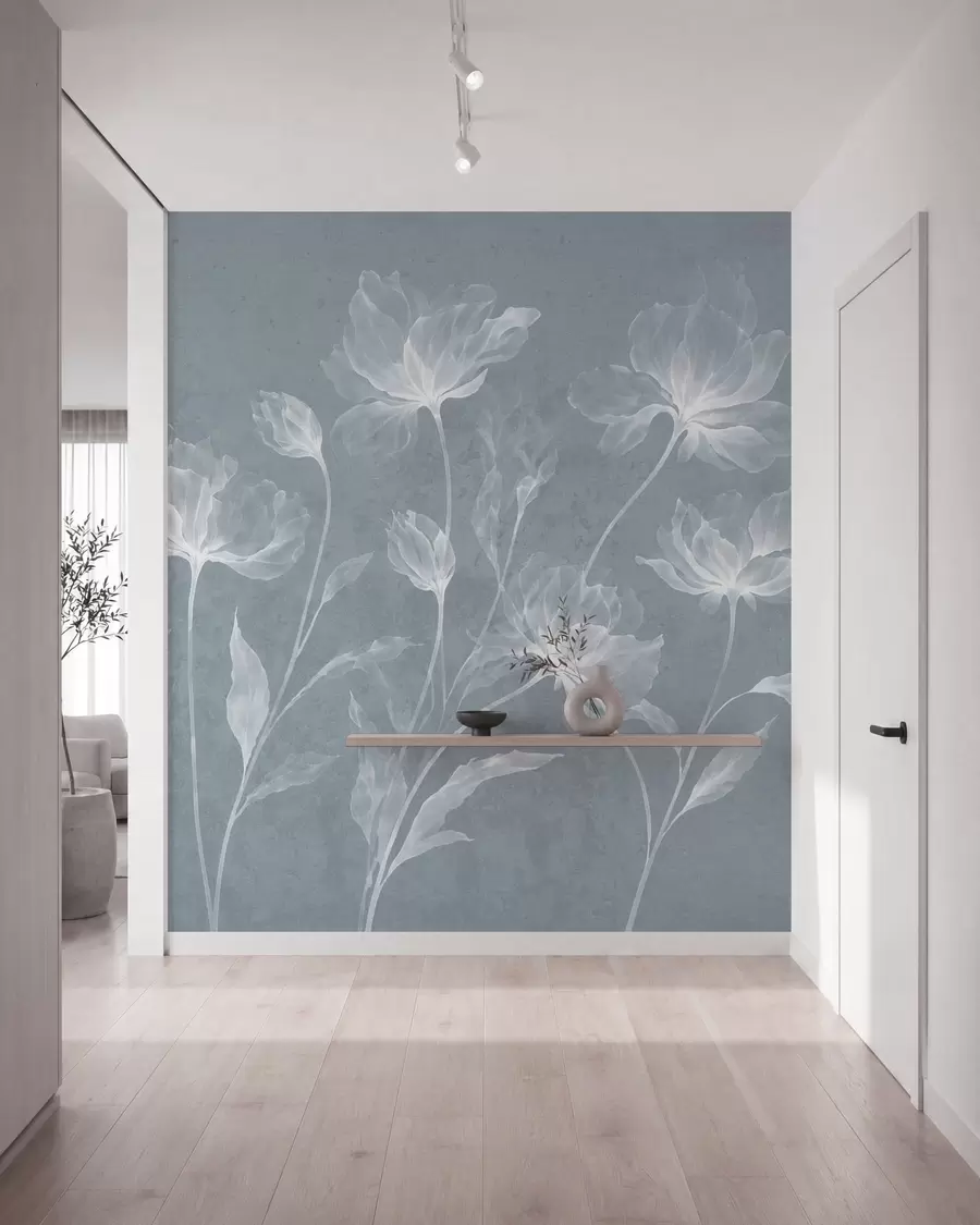 Fototapetes Eleganti, gaisīgi ziedi ar caurspīdīgiem, slāņveida ziedlapām uz gariem, smalkiem kātiņiem w05579v2