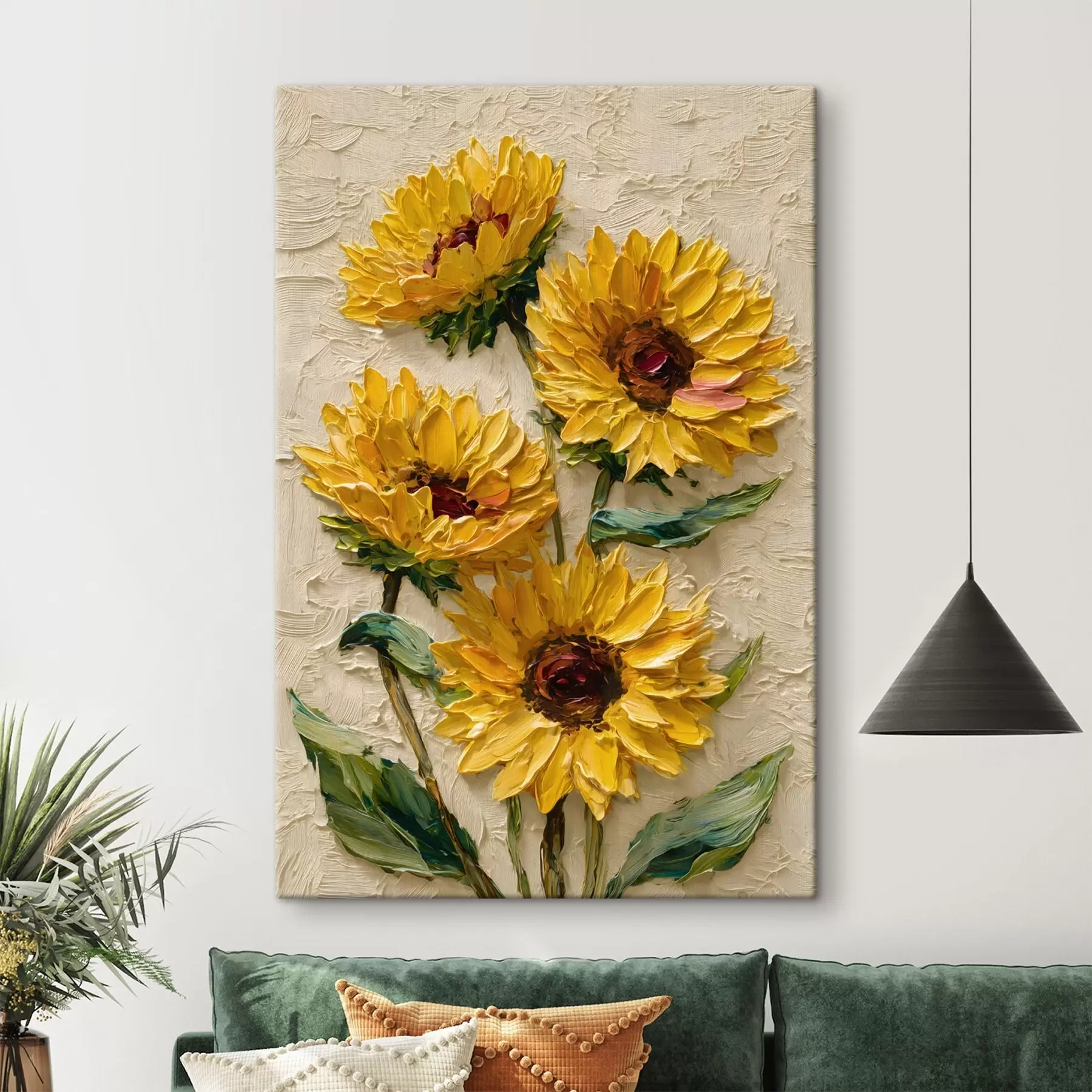 Glezna Krāšņas saulespuķes impasto stilā s49232
