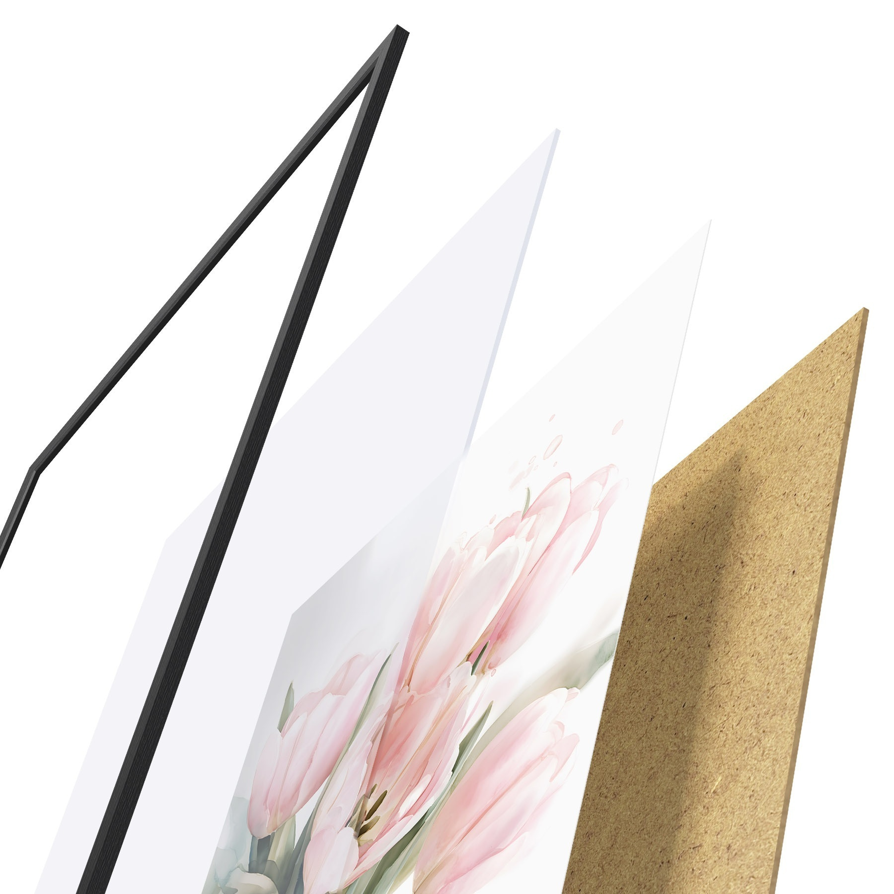Plakāts Maigi rozā tulpes akvareļa stilā f49225