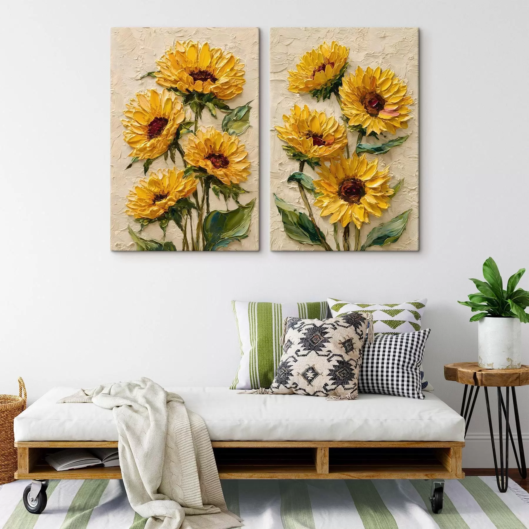 Glezna Krāšņas saulespuķes impasto stilā m30534