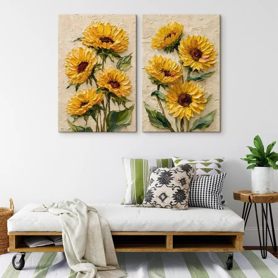 Glezna Krāšņas saulespuķes impasto stilā m30534