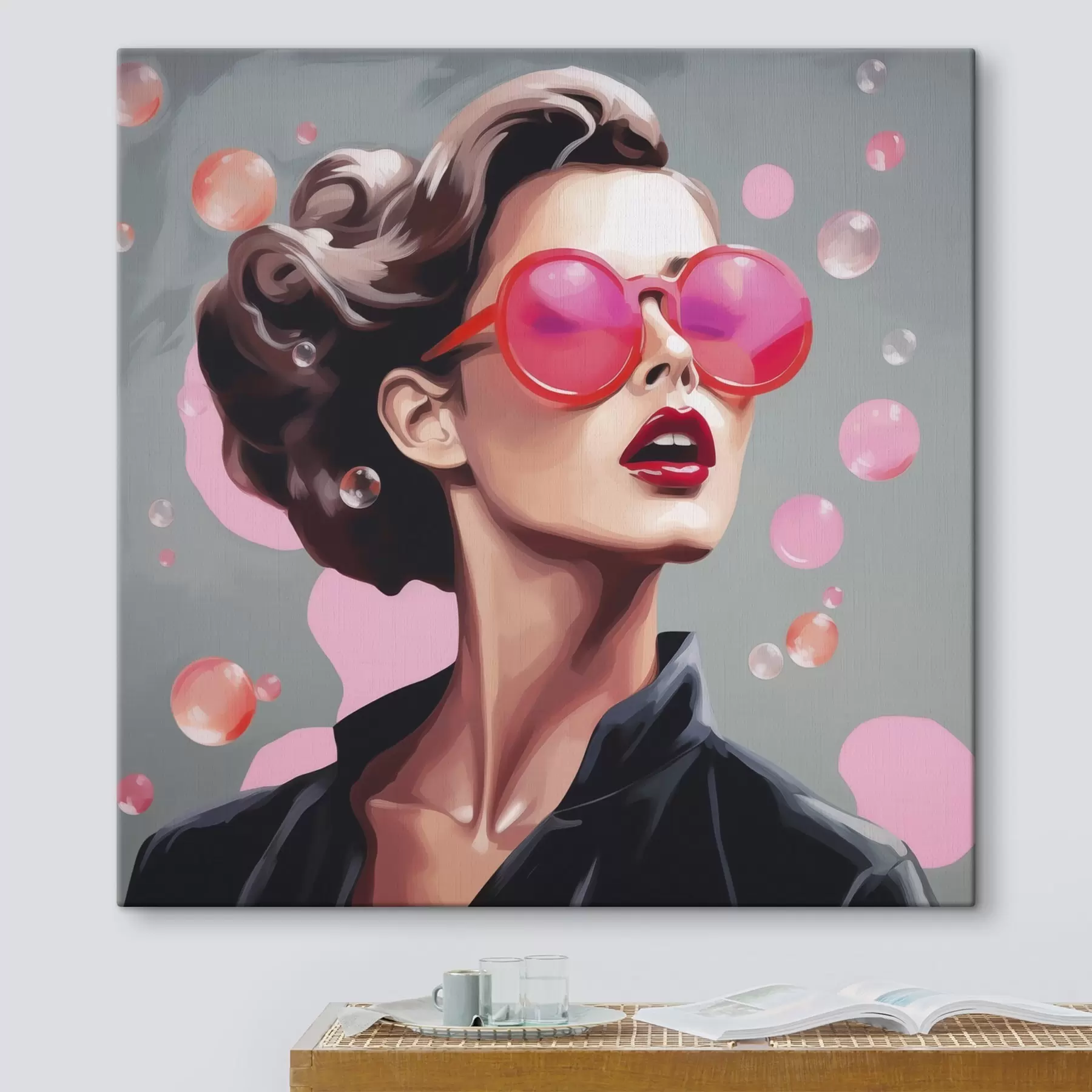 Glezna Meitenes ar saulesbrillēm imitācijas ilustrācija s49386