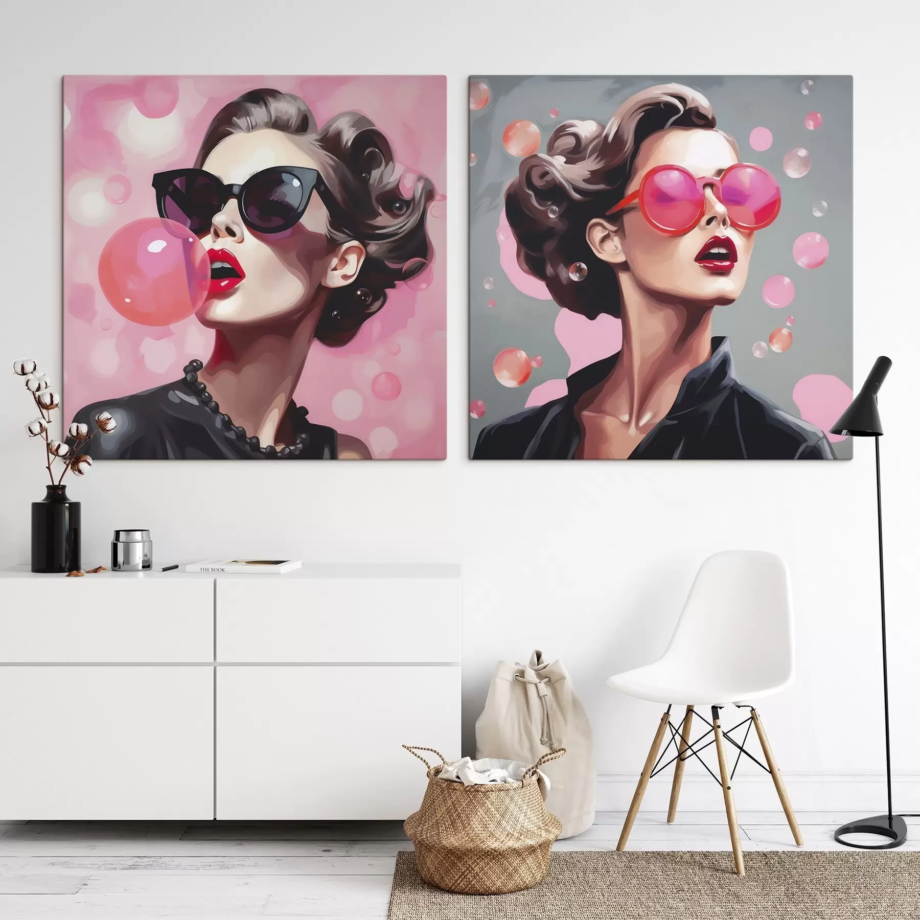 Glezna Meitenes ar saulesbrillēm imitācijas ilustrācija m30551