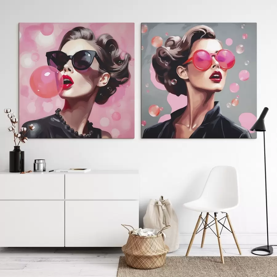 Glezna Meitenes ar saulesbrillēm imitācijas ilustrācija m30551