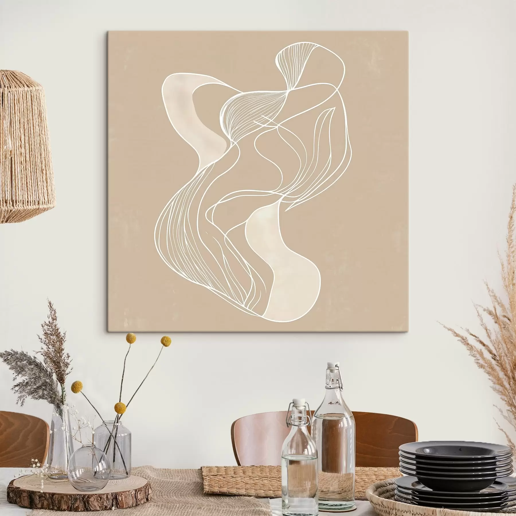 Glezna Elegants abstrakts motīvs no smalkām līnijām mūsdienu mākslas stilā s48876