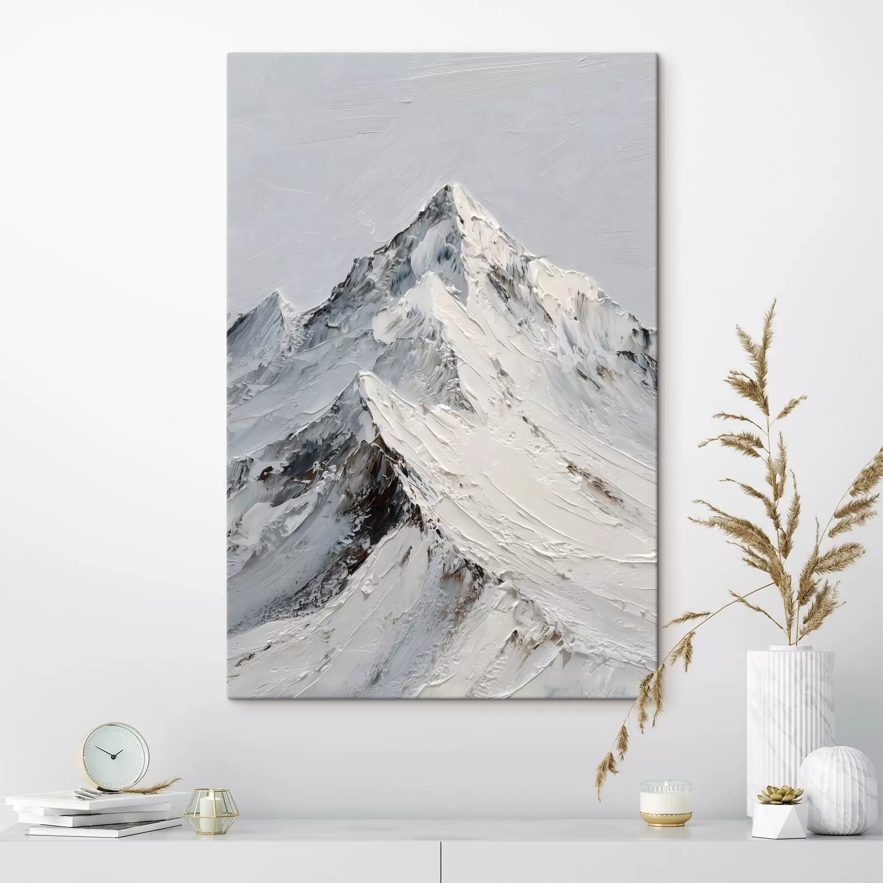 Glezna Sniega klātie kalni impasto tehnikā s49460