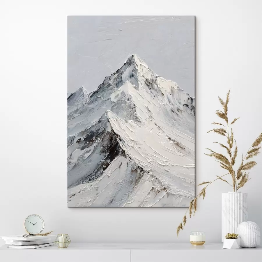Fototapetes Sniega klātie kalni impasto tehnikā s49460