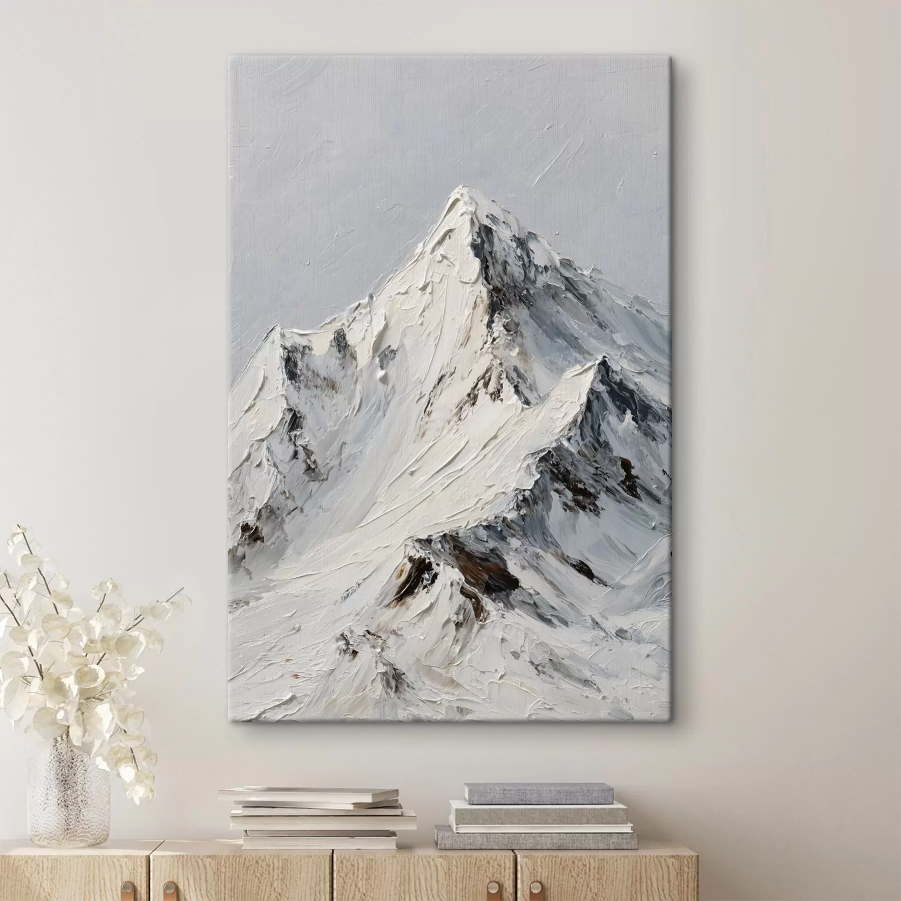 Glezna Sniega klātie kalni impasto tehnikā s49461